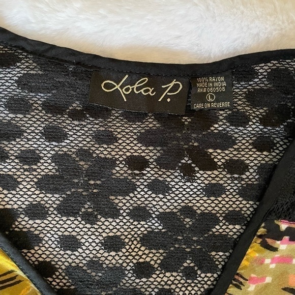 𝅺LOLA P blouse abstract pattern size L women’s multi color - Picture 5 of 5